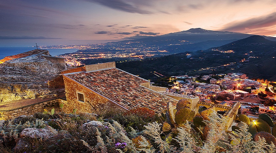 46738002 - sicily, aerial view of etna volcano from taormina